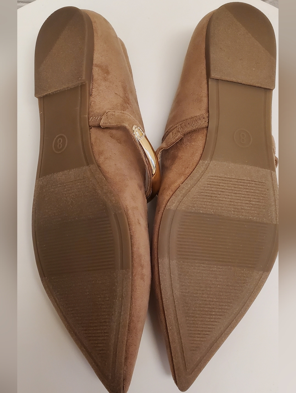 NWT New Day Taupe Cassidee Pointed Flats with Gold Accent Strap Size 8 - Picture 4 of 5